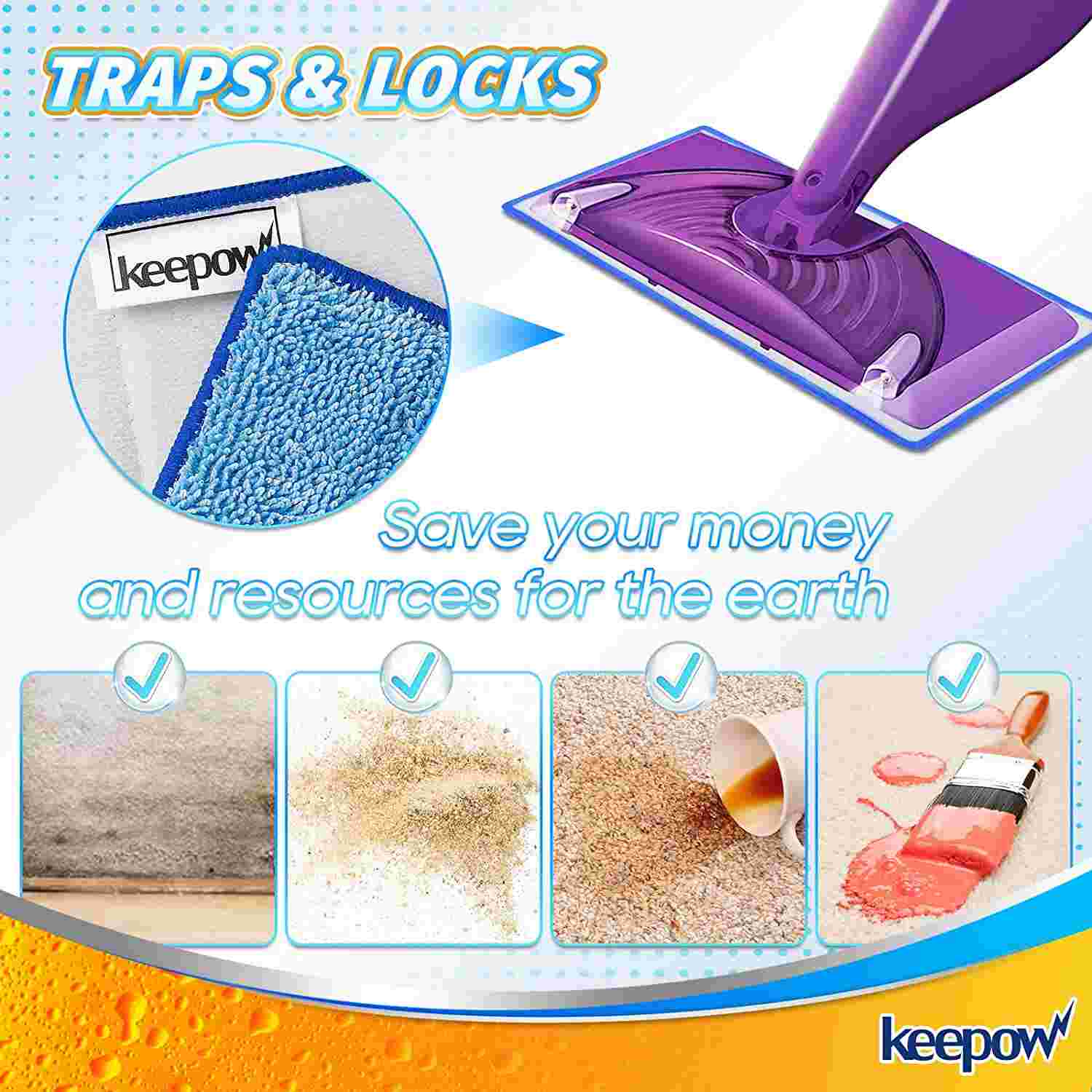 Reusable Wet Jet Pads Compatible with Swiffer Wet Jet Mop, Microfiber Mop Refill for Wet Mopping Cloths, Washable Replacement Refills for Hardwood Floor Cleaning from keepow