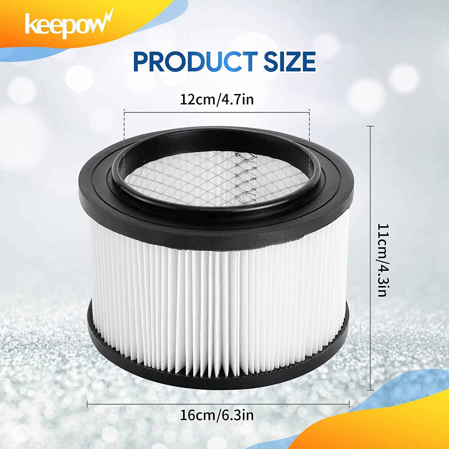 KEEPOW VF408 Replacement Cartidge Filter Set Compatible with Vacmaster 4 gallon vacuum VF408, VFCF