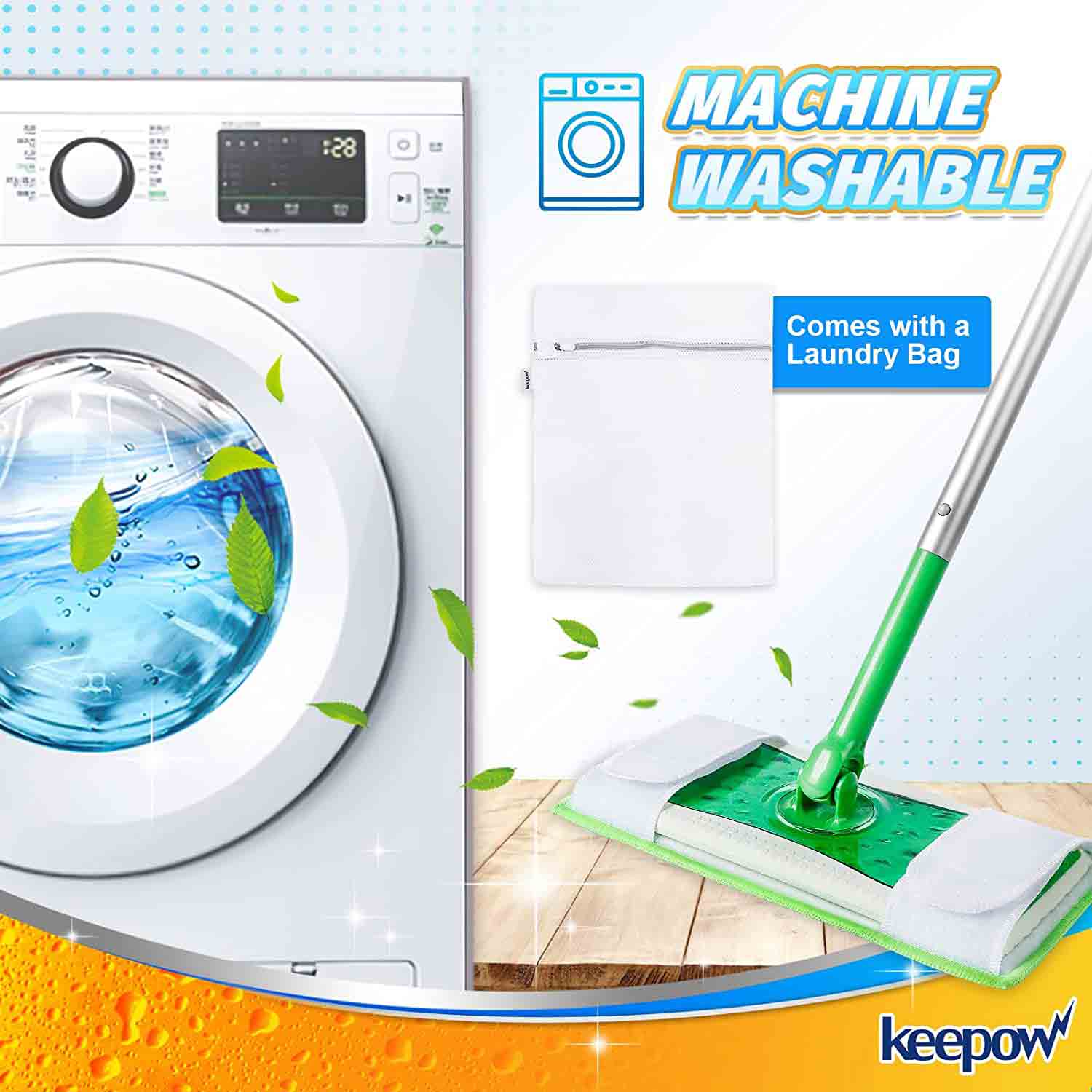 KEEPOW Microfiber Mop Pads for Swiffer Sweeper 4-Pack