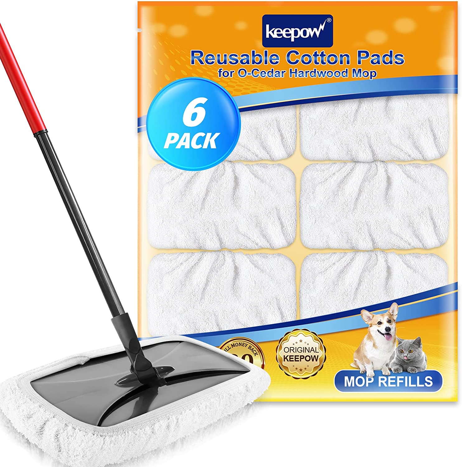 KEEPOW Replacements Mop Pads for O-Cedar 6 Pcs