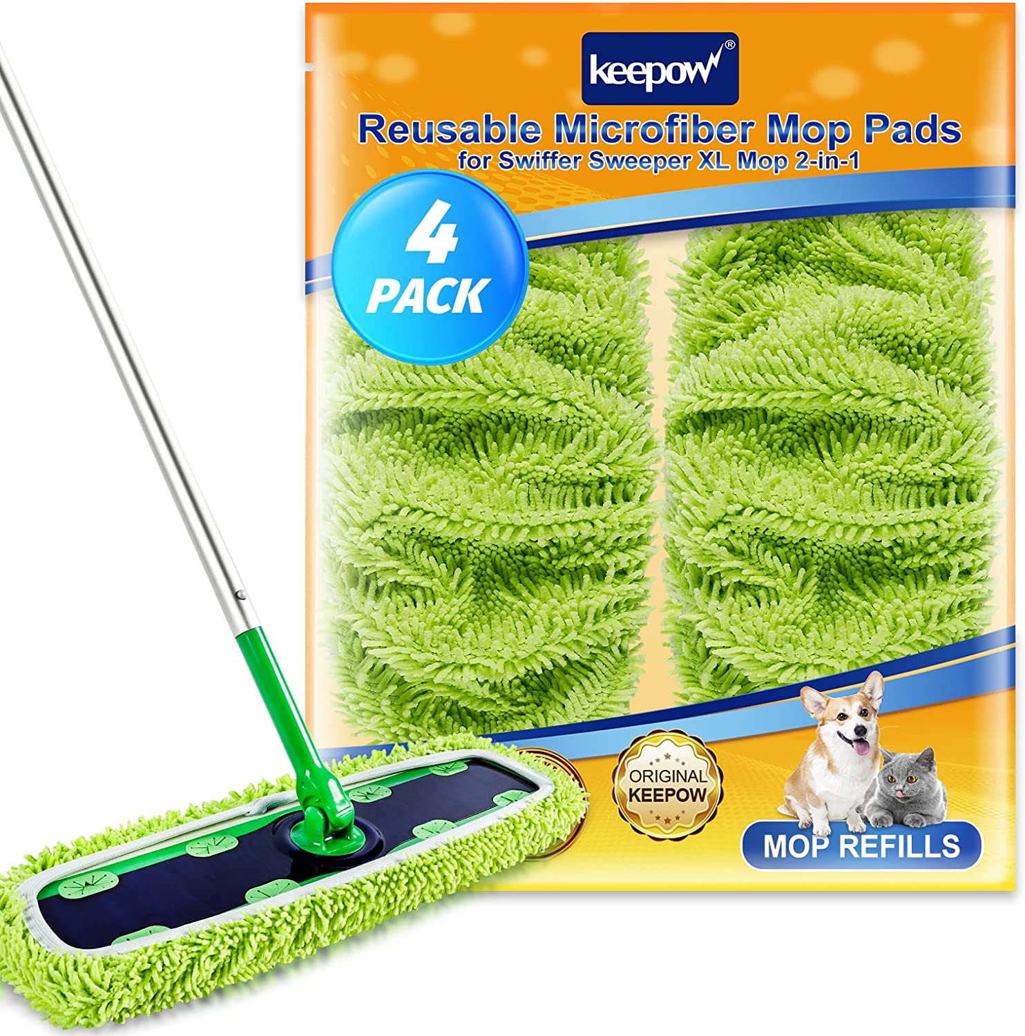 KEEPOW Reusable Mop Pads for Swiffer XL Sweeper