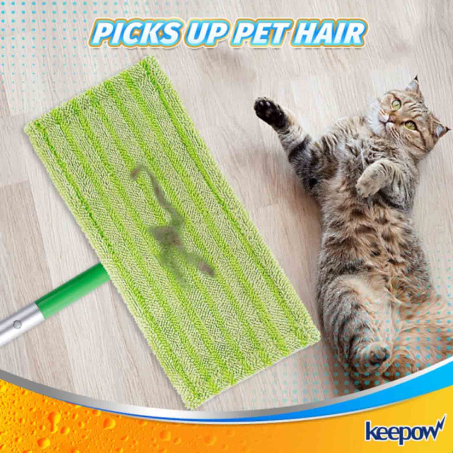 KEEPOW 5701M Green Pads for All 10-12 Inches Flat Mop 2 Pcs