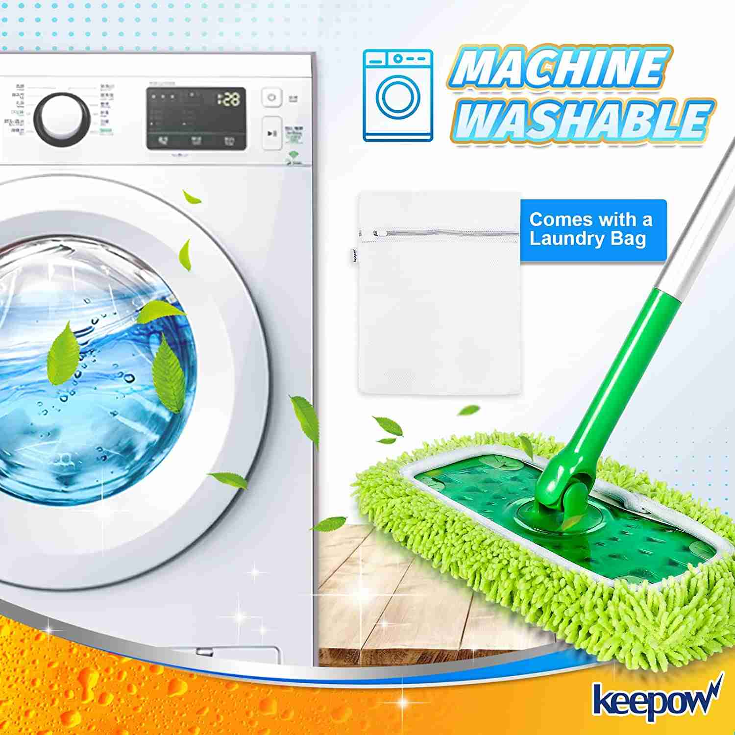 Reusable & Washable Microfiber Mop Pads Refills for Hard-Surface/Hardwood Floor Cleaning by Keepow