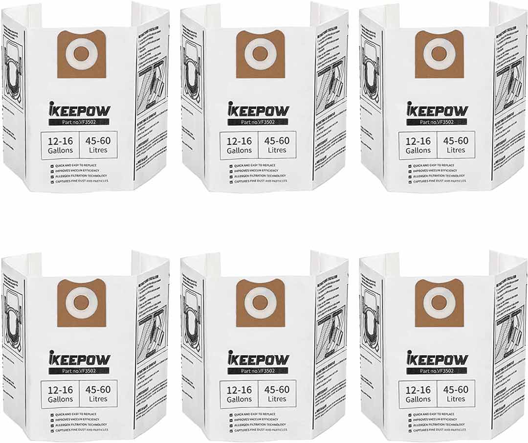 KEEPOW 12-16 Gallon Shop Vac Bags for Ridgid 6 Pcs