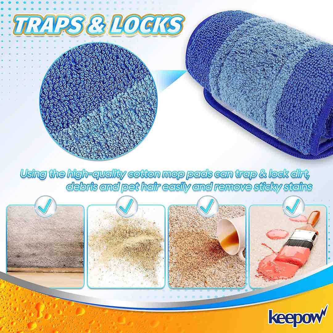 KEEPOW 0401M 3 Pcs Microfiber Pads for 18 Inch Mop