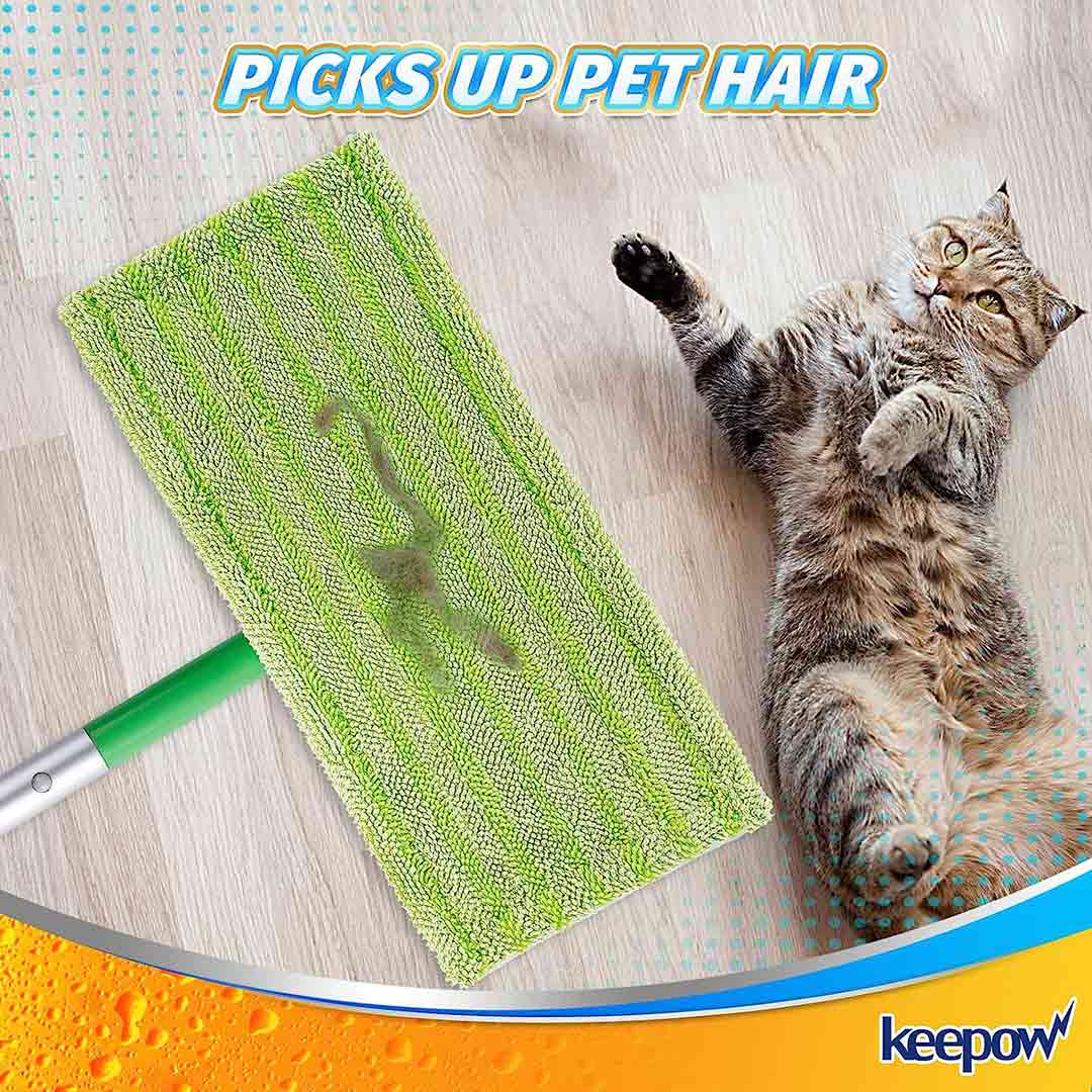 KEEPOW 5701M 4 Pcs Green Reusable Pads for All 10-12 Inch Flat Mop