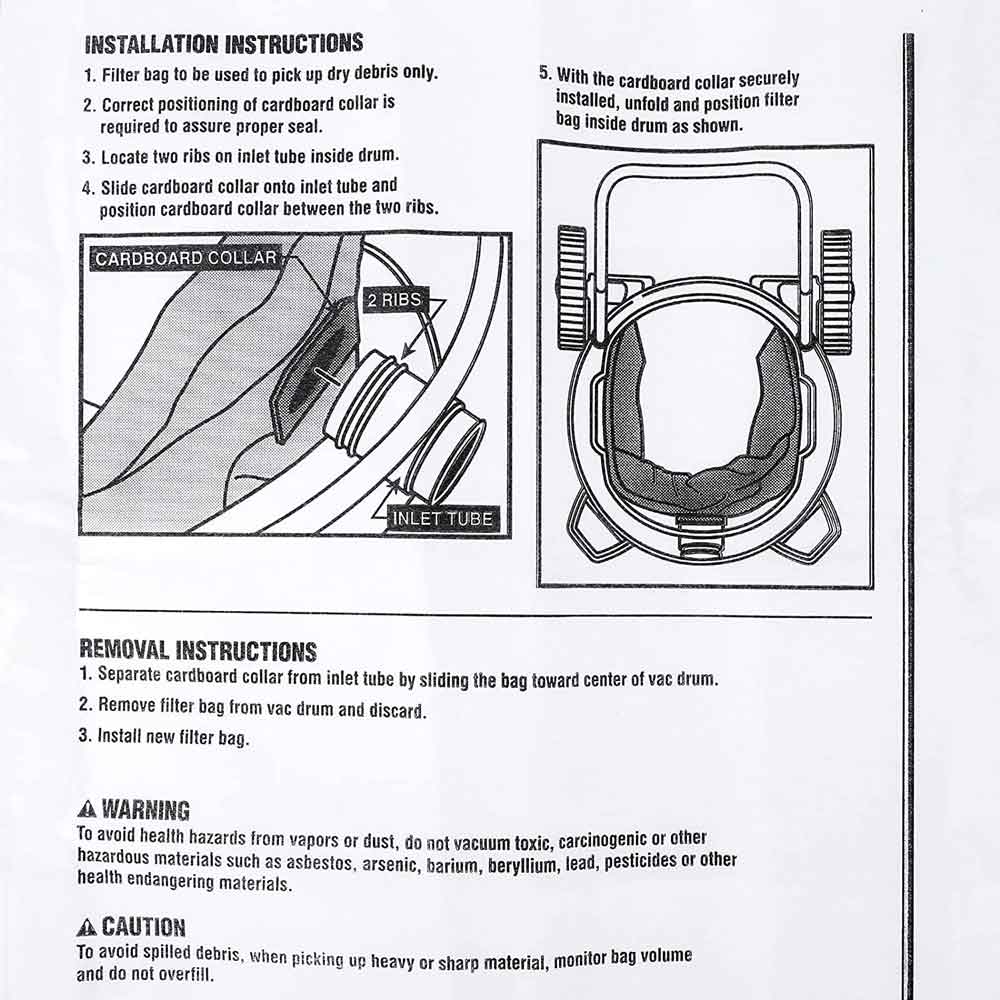 KEEPOW 5103D 12-16 Gallon Shop Vac Bags for Ridgid 6 Pcs