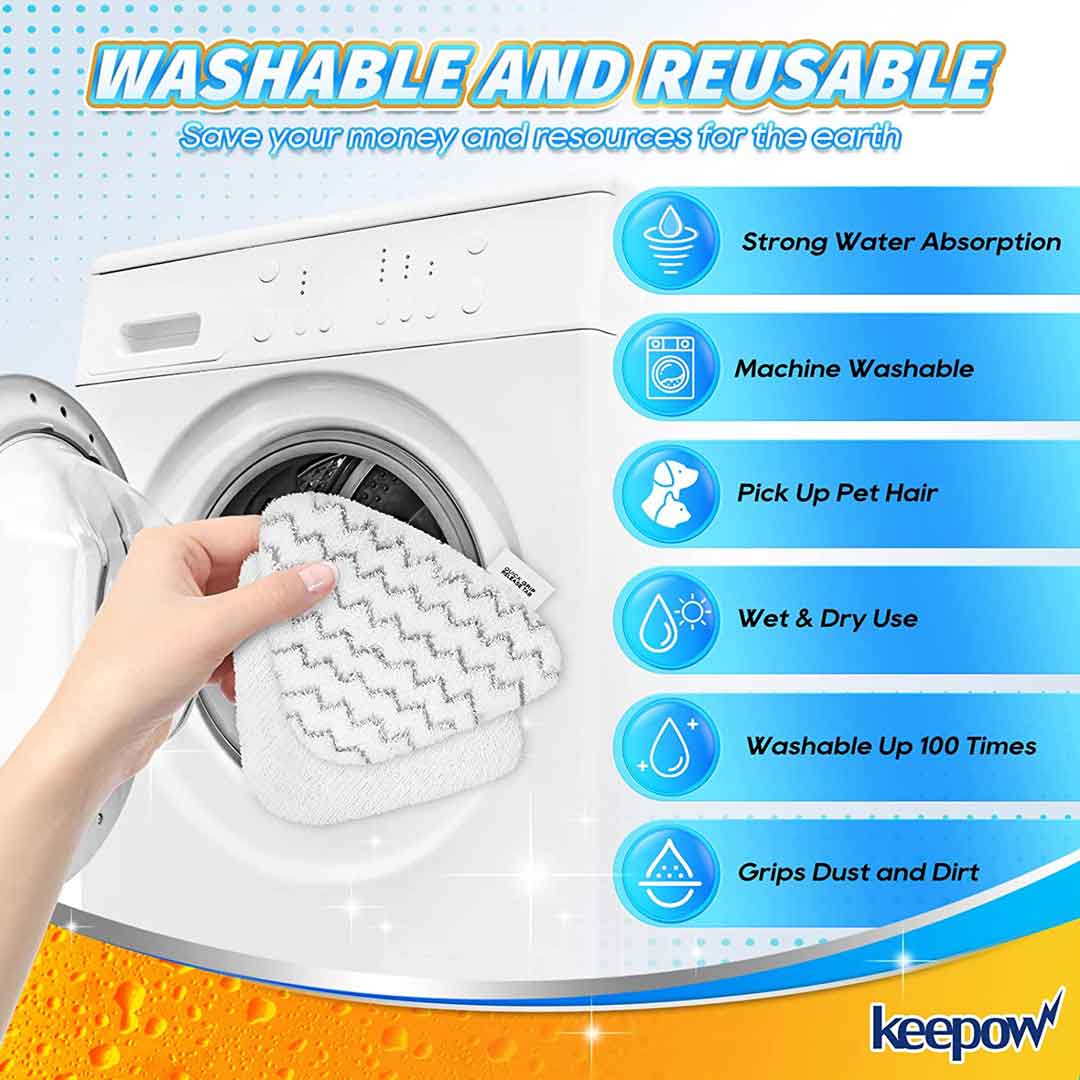 KEEPOW 0225M Steam Mop Pads for Bissell PowerEdge Lift Off 6 Pcs