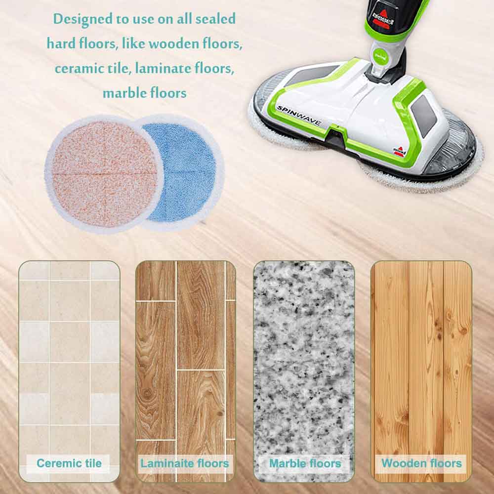 KEEPOW 0215M Spinwave Steam Mop Pads for Bissell 6 Pcs