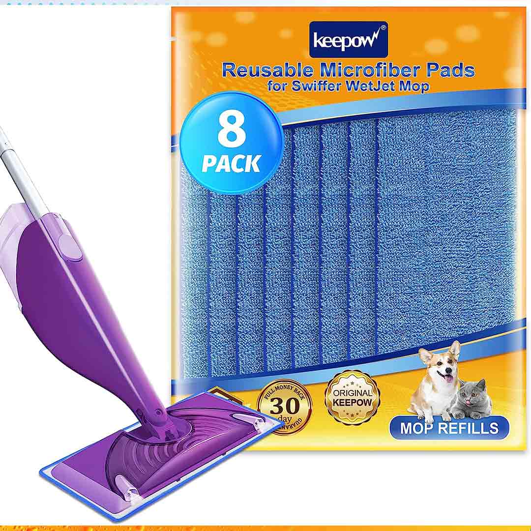 KEEPOW Reusable Wet Jet Mop Pads 8 Pcs