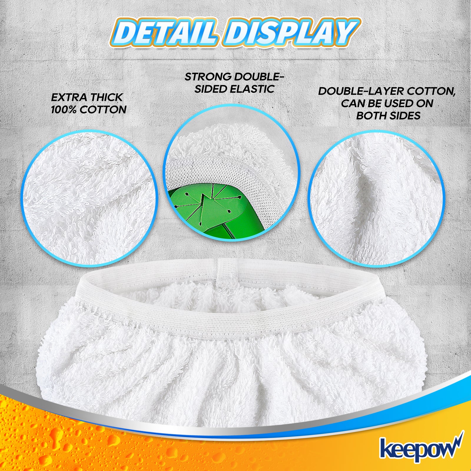 KEEPOW 5701M Reusable Pads for All 10-12 Inches Flat Mop 4 Pcs