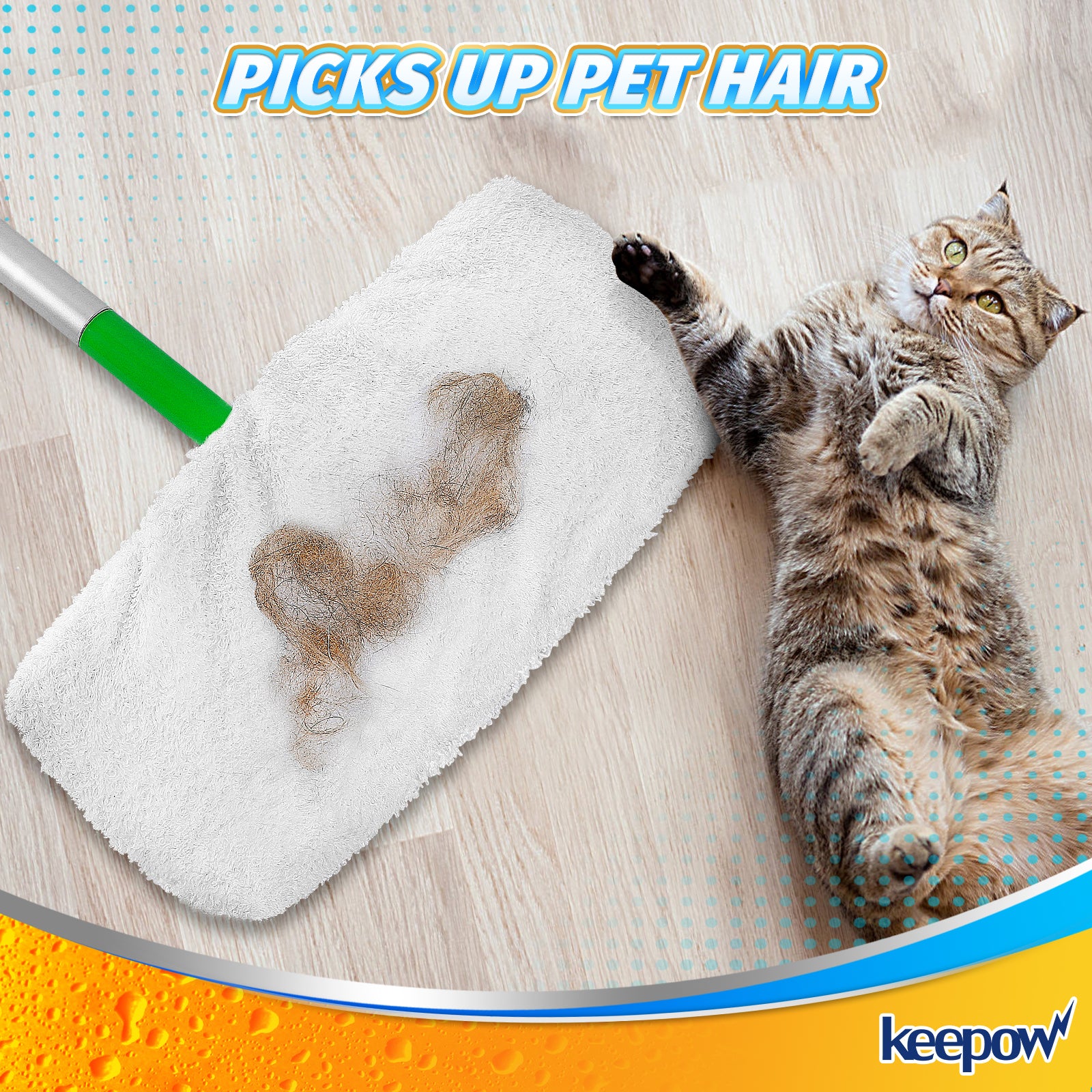 KEEPOW 5701M Reusable Pads for All 10-12 Inches Flat Mop 4 Pcs
