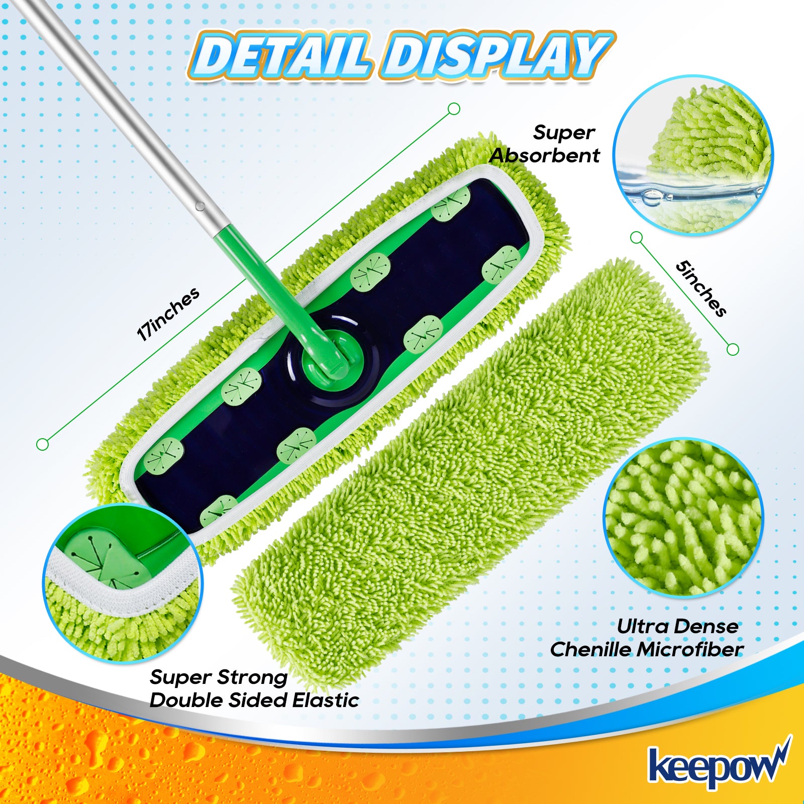 KEEPOW Reusable XL Mop Pads Compatible for Swiffer XL Sweeper, X-Large Dry Sweeping Cloths
