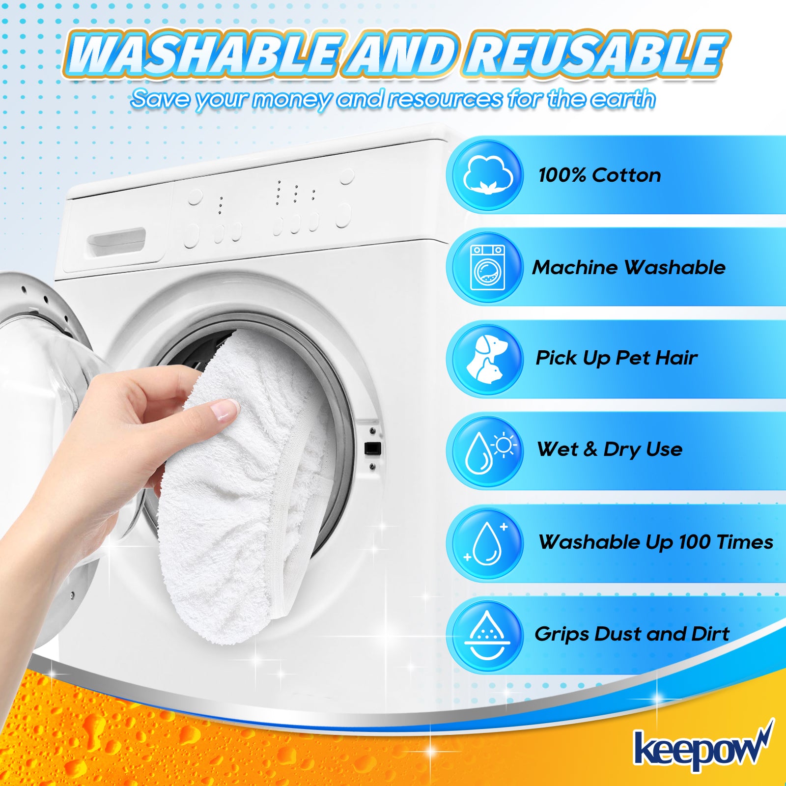 KEEPOW 4202M Replacements Mop Pads for O-Cedar 6 Pcs