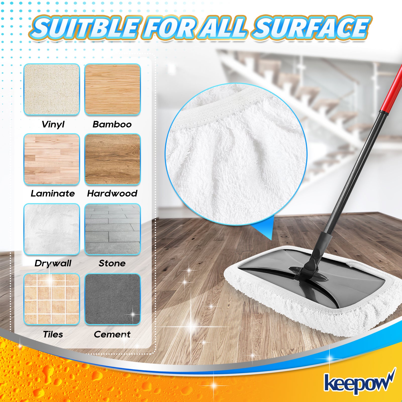 KEEPOW 4202M Replacements Mop Pads for O-Cedar 6 Pcs