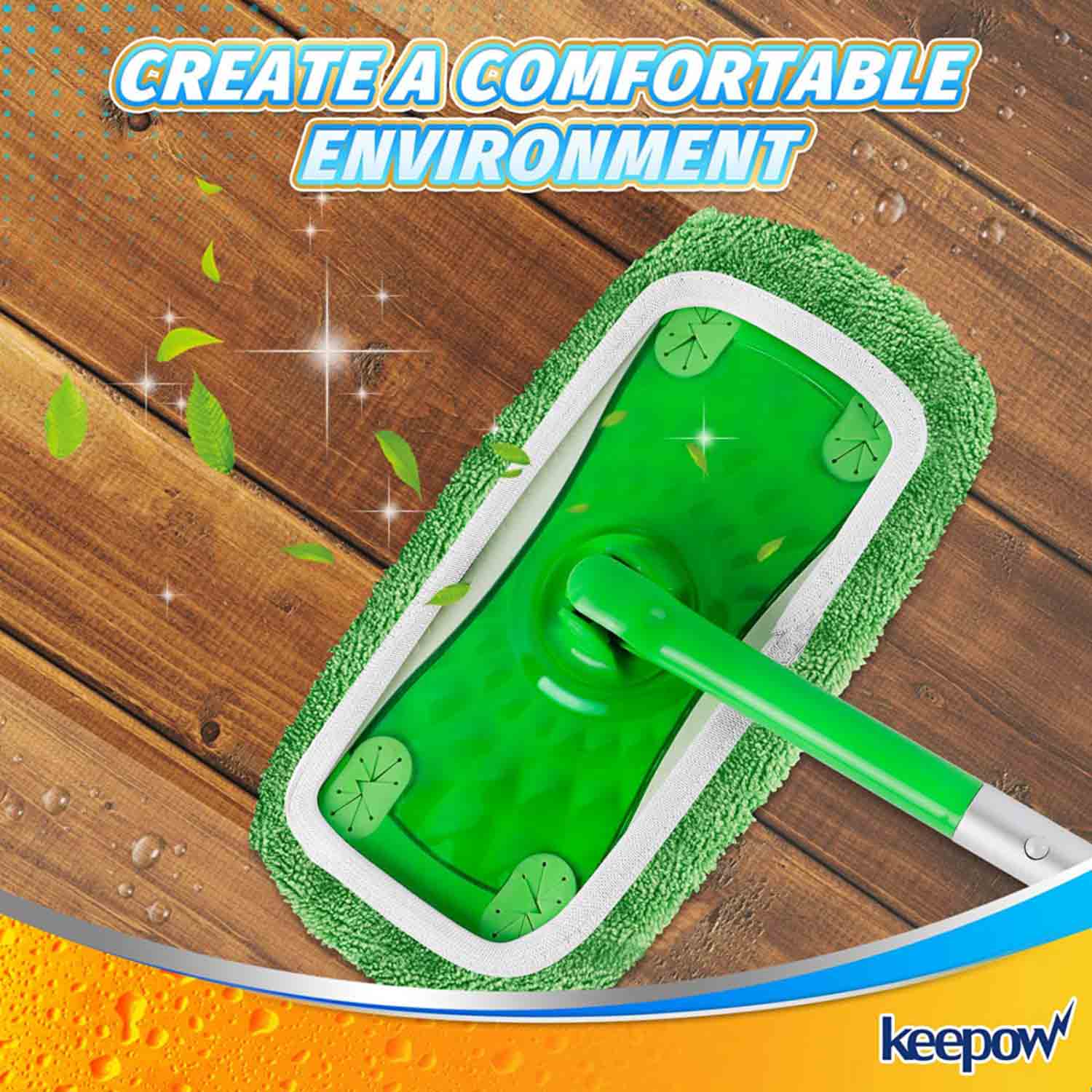 KEEPOW 5701M Reusable Pads for All 10-12 Inch Flat Mop 2-Pack