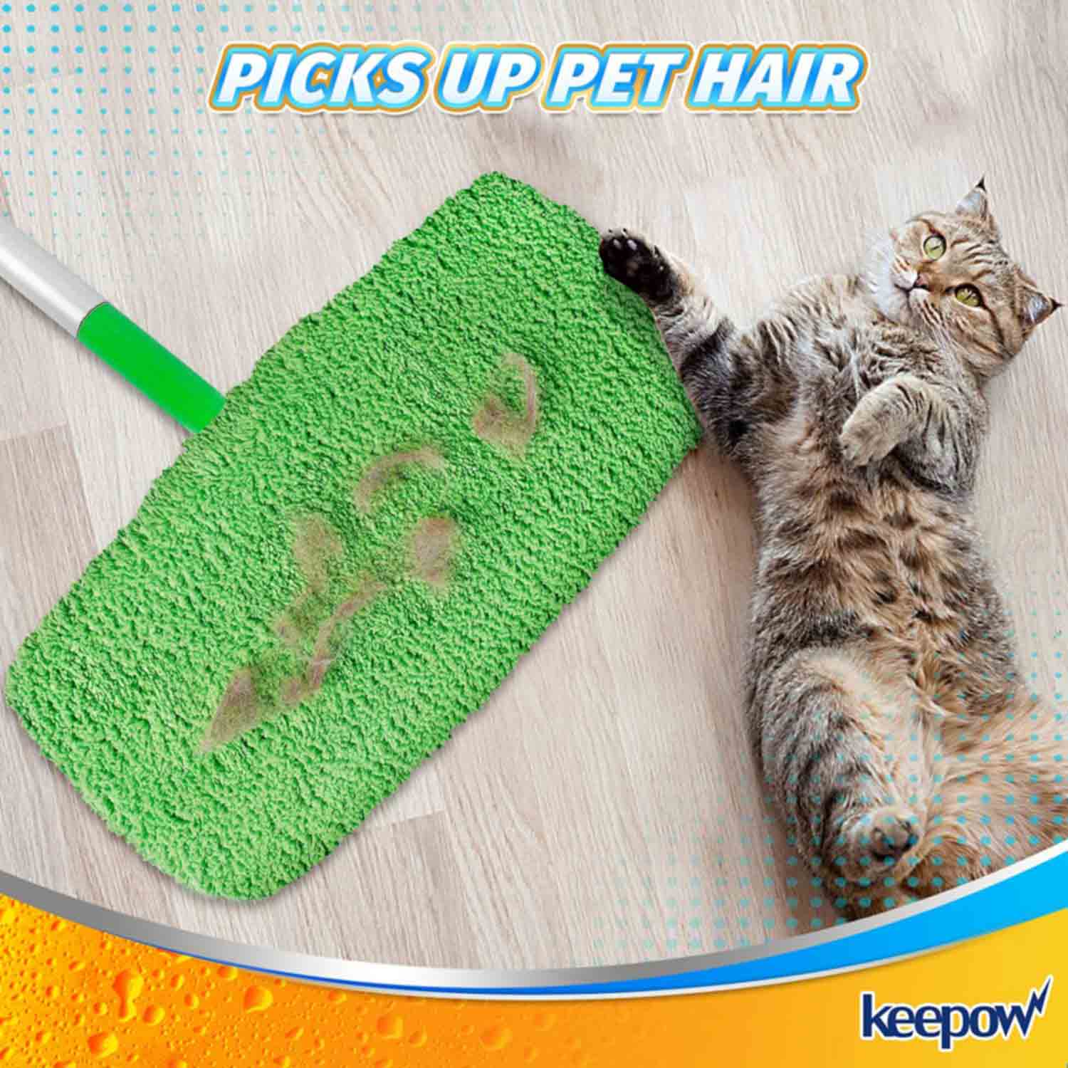 KEEPOW 5701M Reusable Pads for All 10-12 Inch Flat Mop 2-Pack