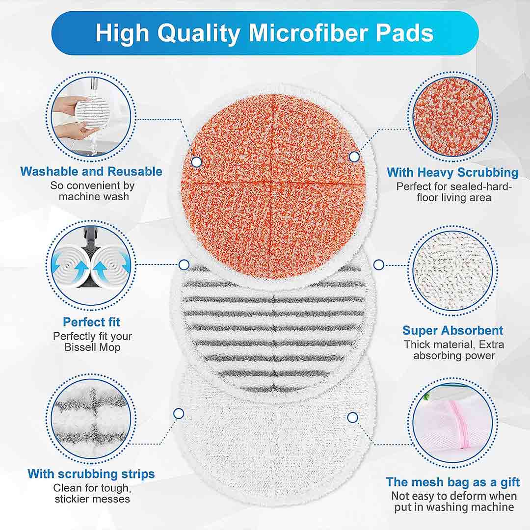 kEEPOW Spin Heavy Scrub Mop Pads for Floor Cleaner (2 Pack)