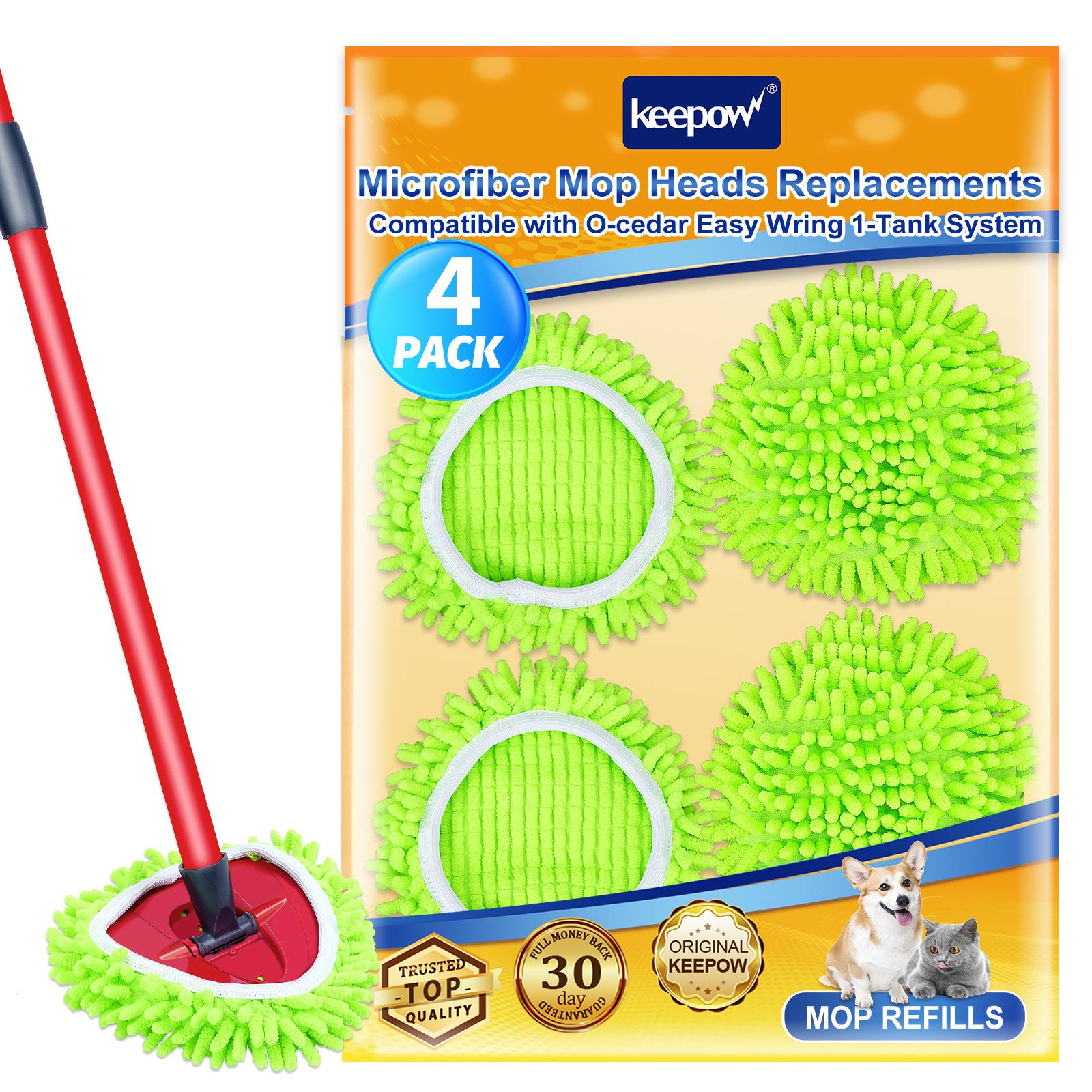 Keepow Reusable Mop Heads Replacements Compatible with O-cedar Spin Mop Easy Wring 1-Tank System 4 Pack