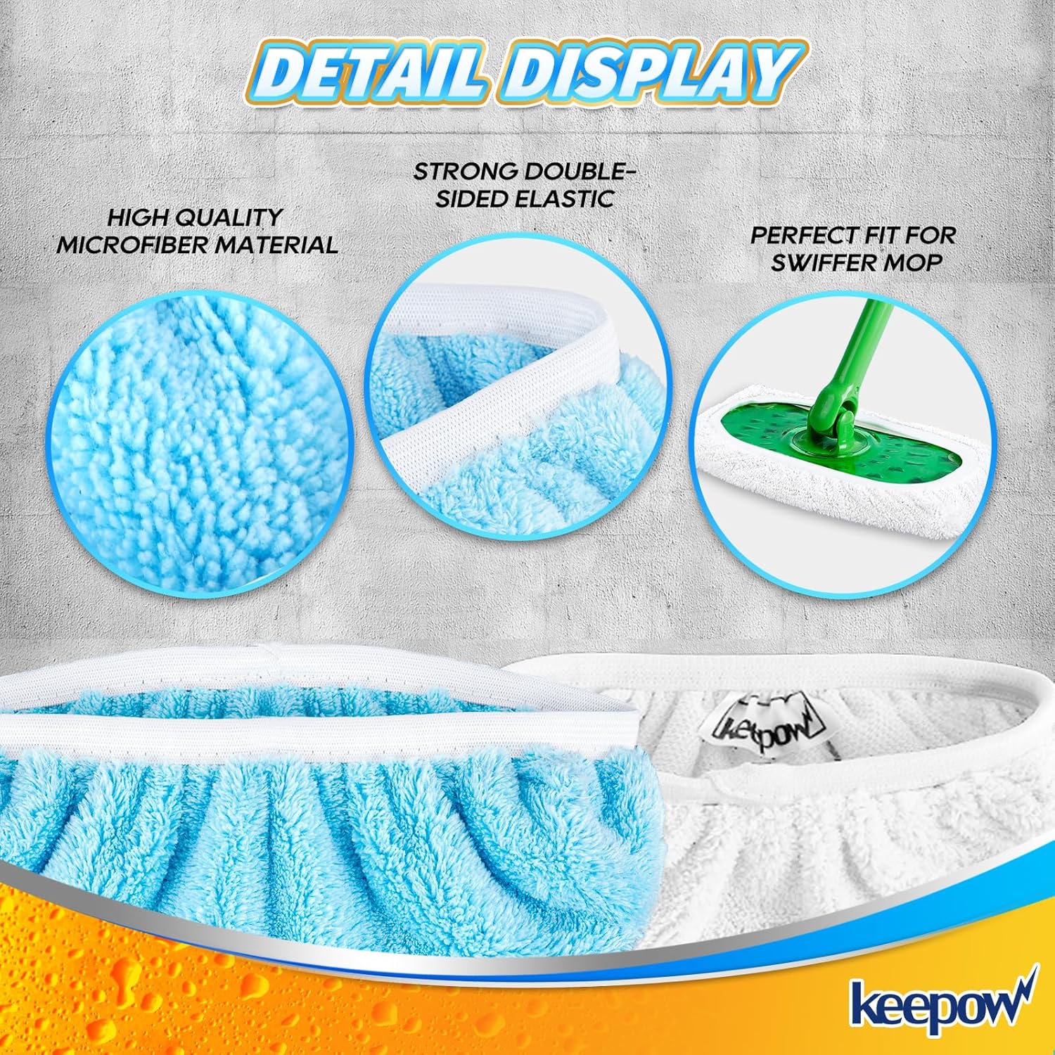 KEEPOW Green Cotton Pads for All 10-12 Inches Flat Mop 10 Mix Color