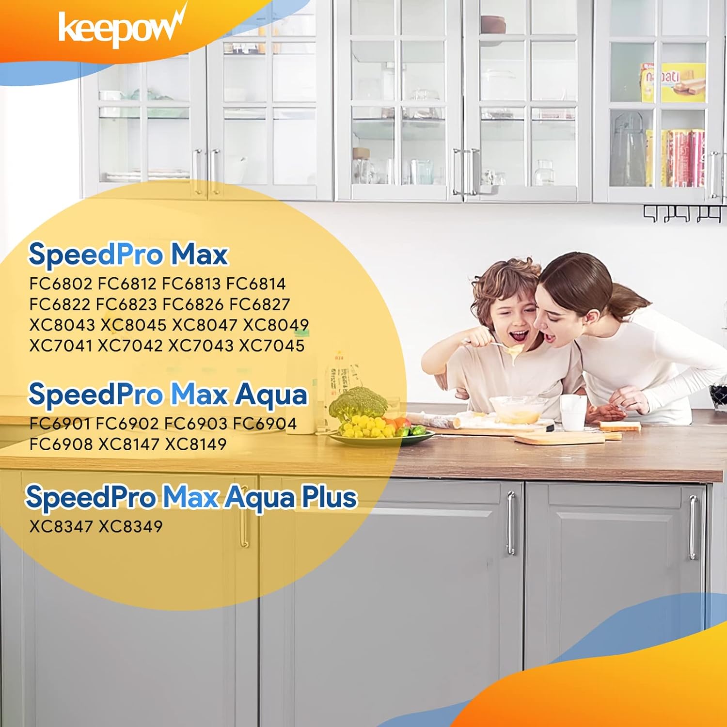 KEEPOW 4706F 3 filtri FC5005/01 per aspirapolvere Philips SpeedPro Max Aqua Plus FC6826 XC7042 XC8045 XC8147 XC8347, filtro di ricambio accessori per aspirapolvere Philips Speedpro Max