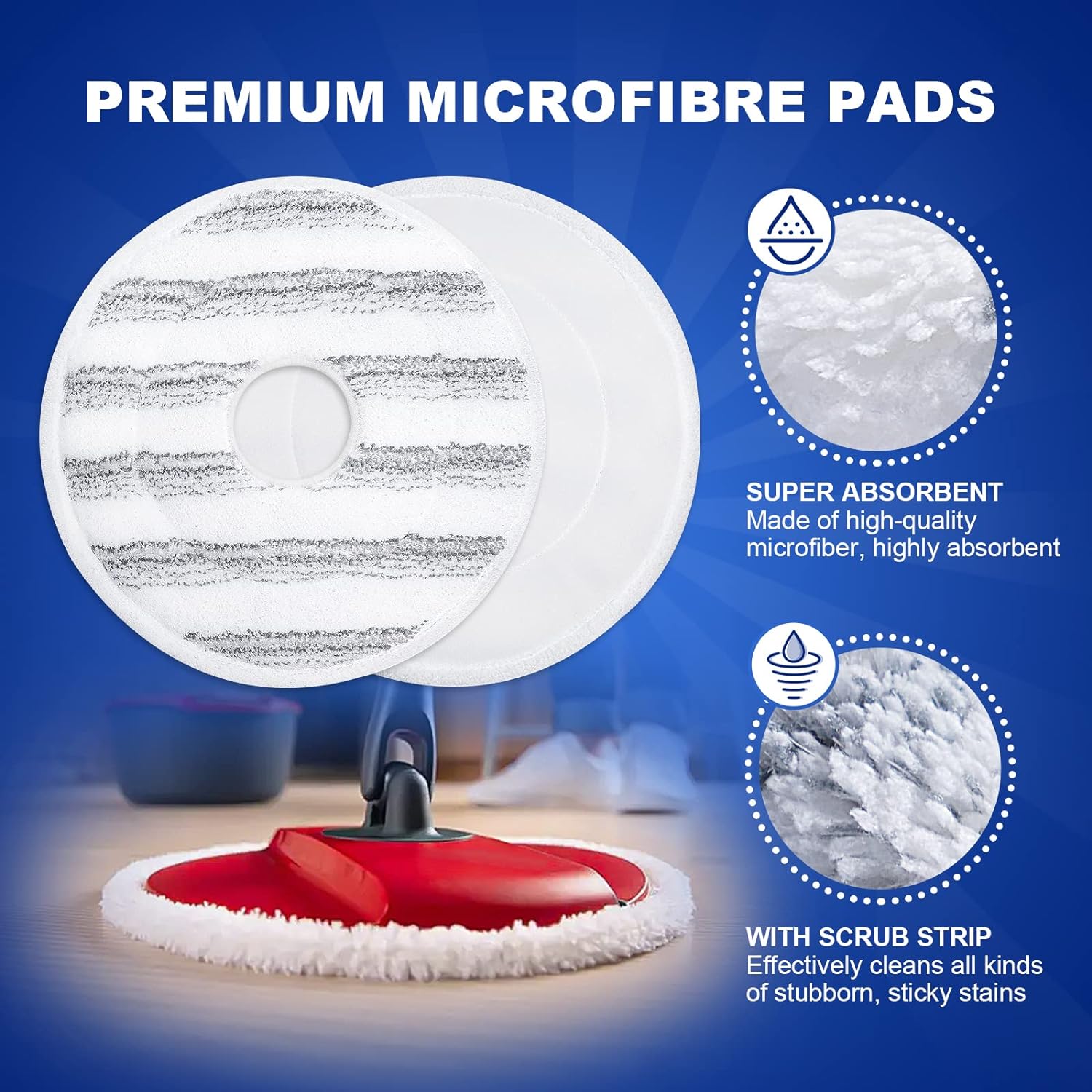 KEEPOW Testina di ricambio per Vileda Spin and Clean Mop, Spin and Clean Mop Refill compatibile con Vileda Spin Mop and Bucket Set