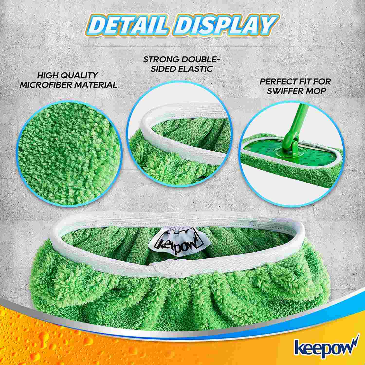 KEEPOW Reusable Wet Pads Compatible with Swiffer Sweeper Mop, Dry Sweeping Cloths, Washable Microfiber Wet Mopping Cloth Refills for Surface/Hardwood Floor Cleaning, 8 Pack (Mop is Not Included)