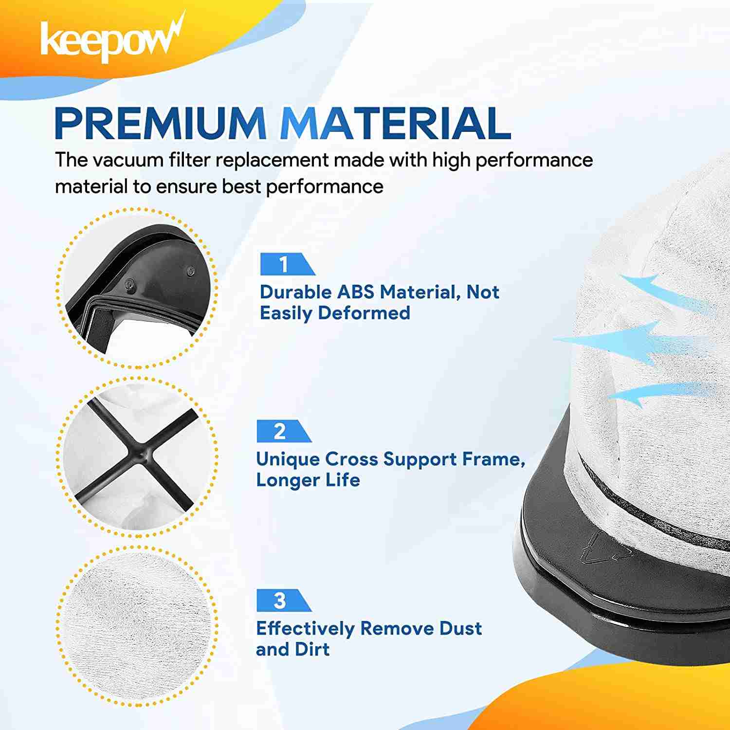 KEEPOW Vacuum Filter Replacement for Shark Cordless Handheld Vacuum