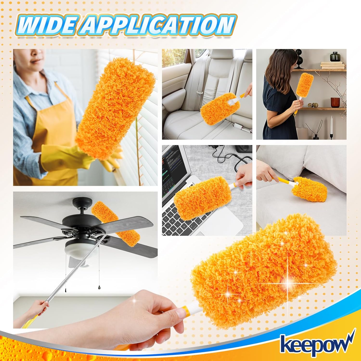 KEEPOW  5704M Reusable Microfiber Duster Refill Compatible with Swiffer Hand Duster, Heavy Duty Duster Refills, 2 Pack (Handle is Not Included)
