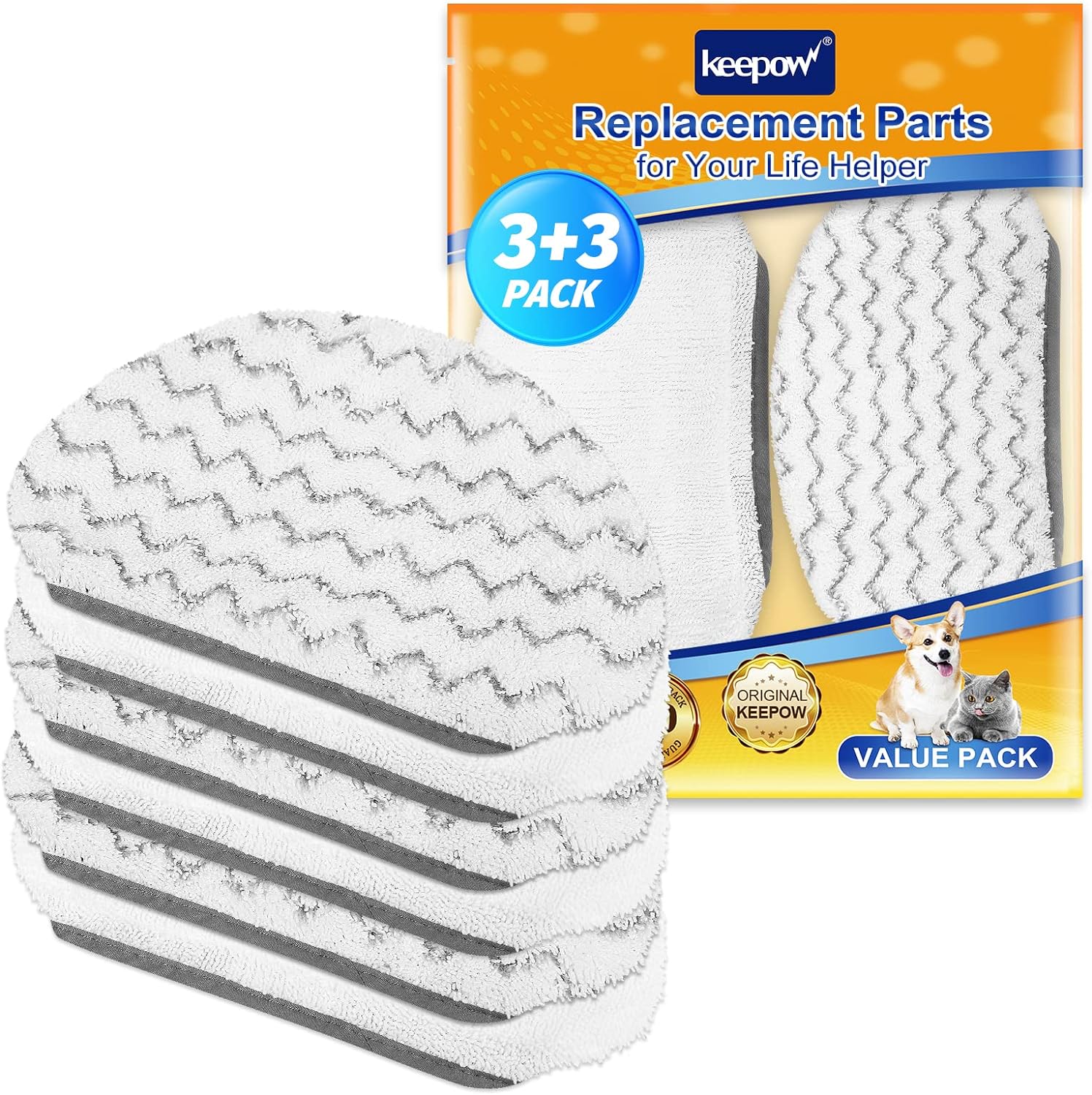 KEEPOW 0212M 6 Pcs Steam Mop Replacement Pads for Bissell