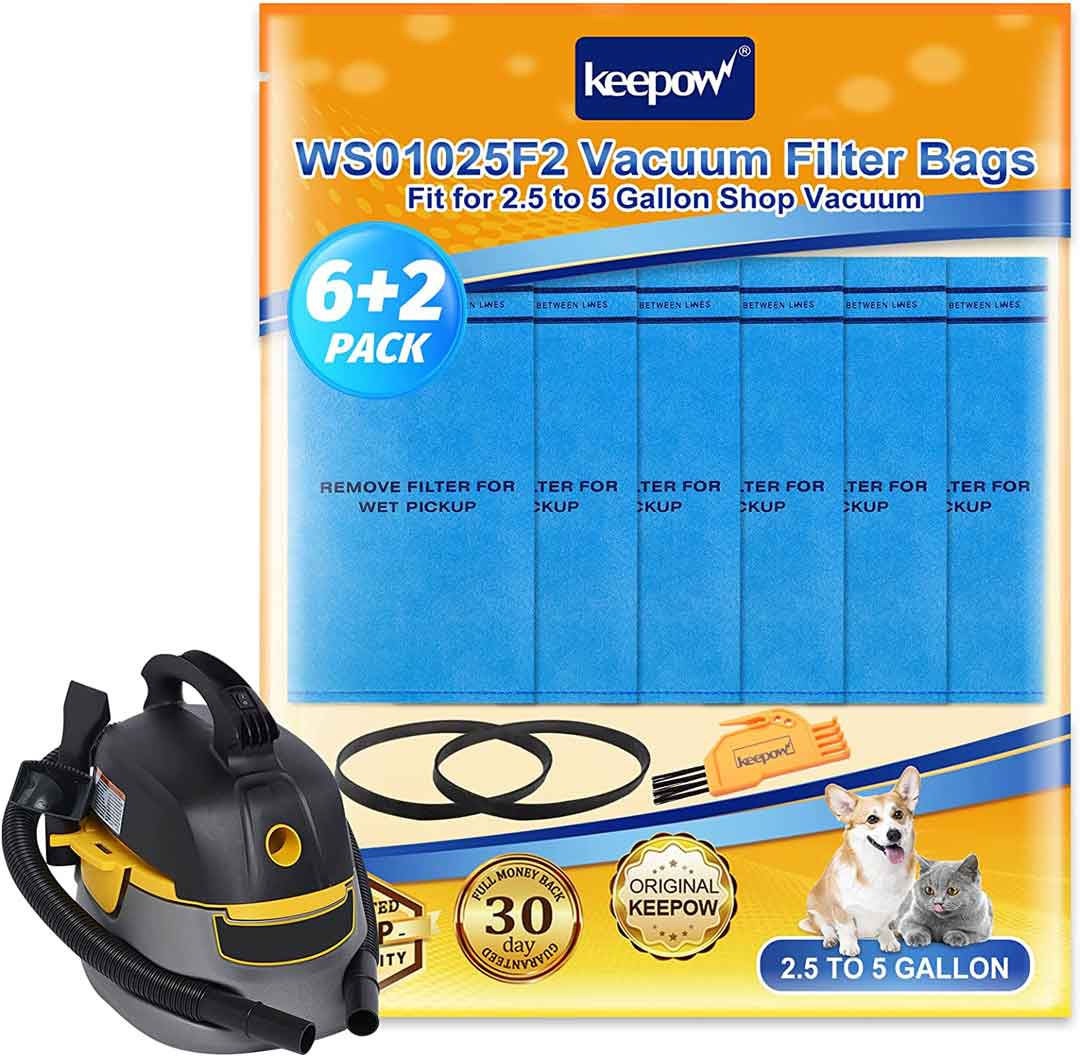 KEEPOW Filter Bag for 2.5 to 5 Gallon Vacuum 6 Pcs