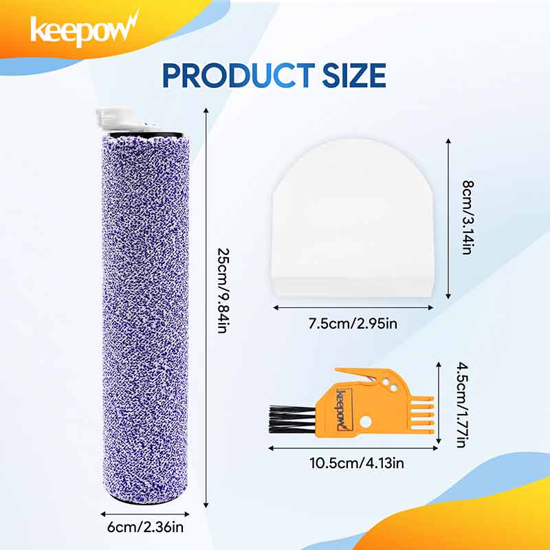 KEEPOW Replacement Parts Brush Roll & Filter for Hydrovac