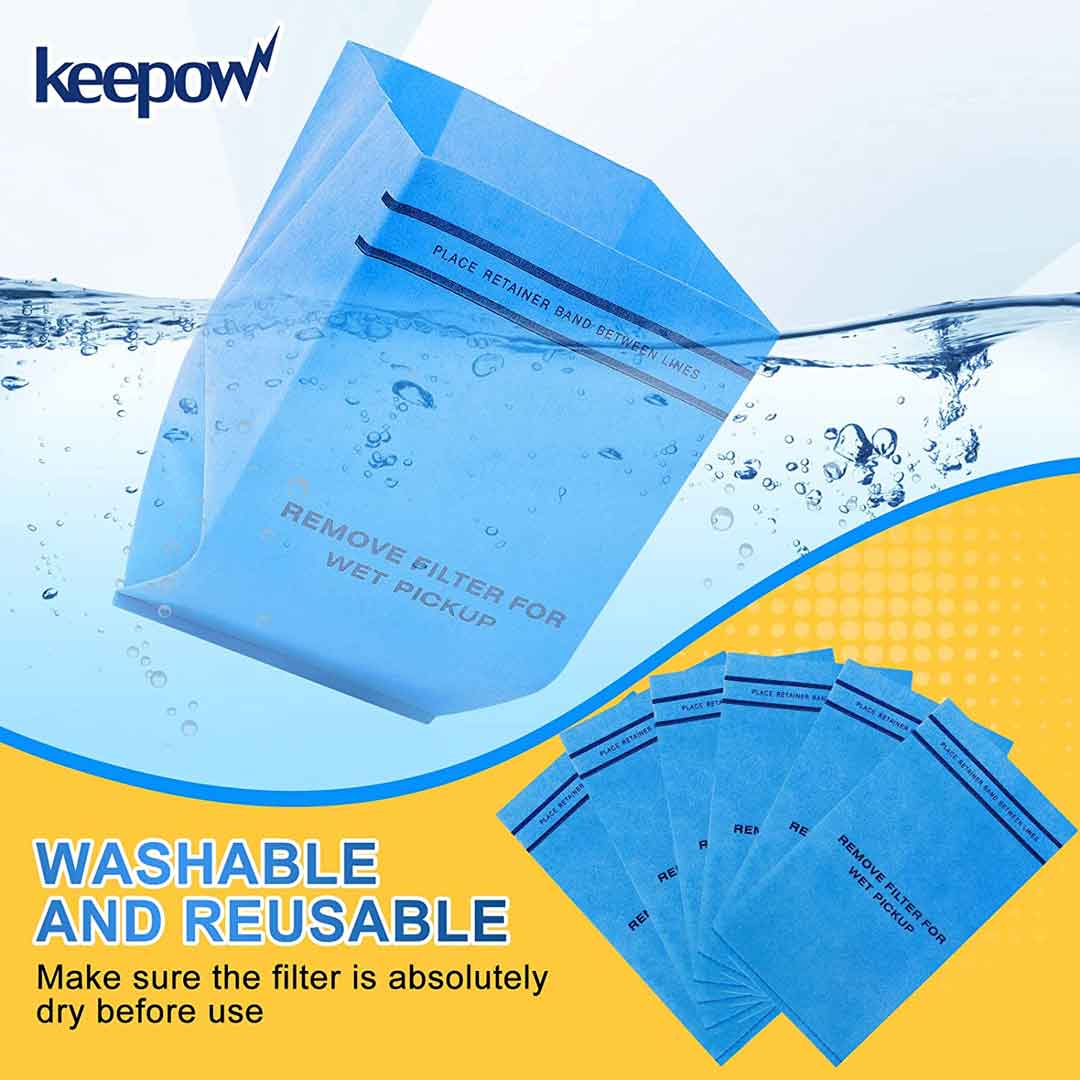 KEEPOW 6601D Filter Bag for 2.5 to 5 Gallon Vacuum 6 Pcs