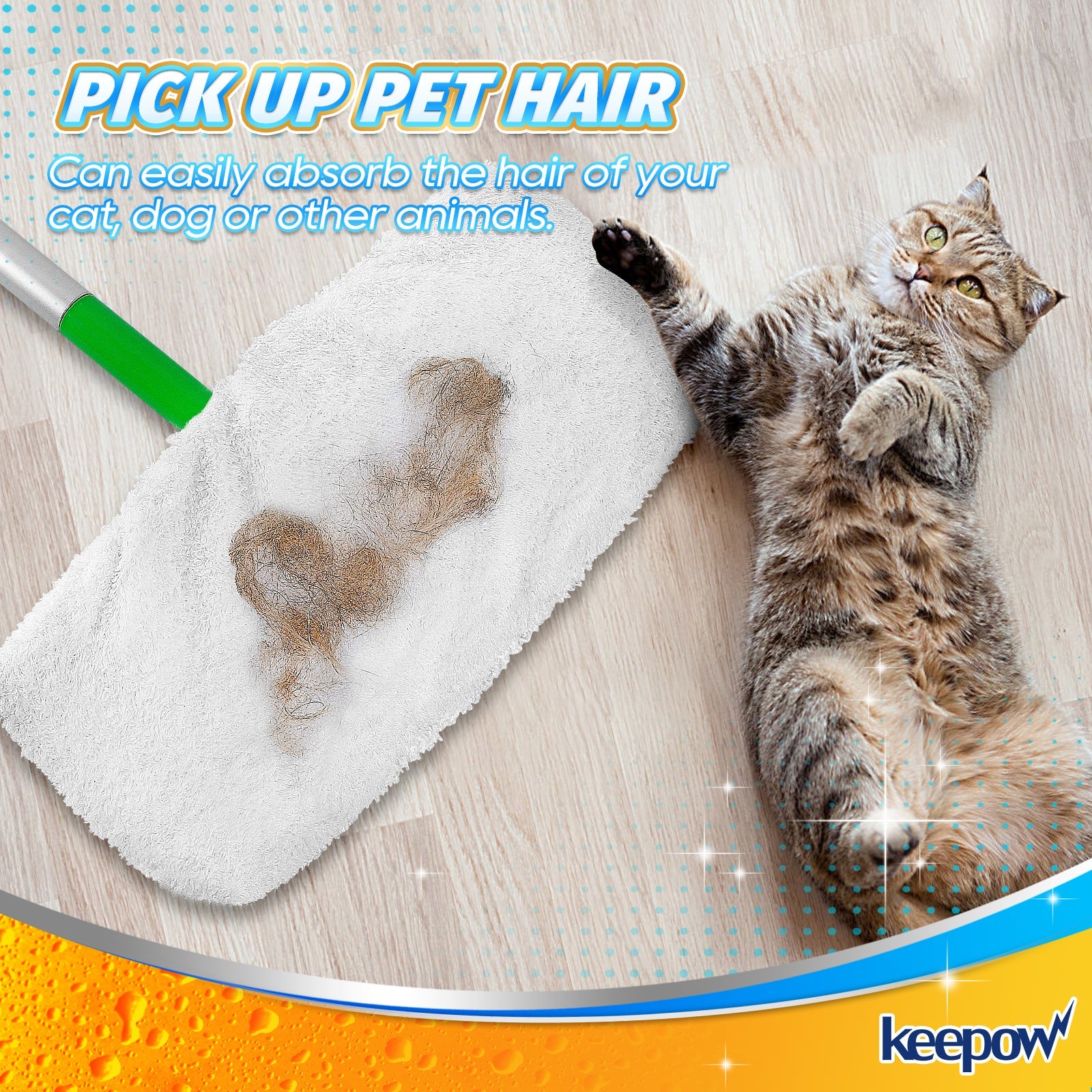 KEEPOW 5701M Toallitas secas reutilizables compatibles con Swiffer Sweeper, 6 unidades (la fregona no está incluida)