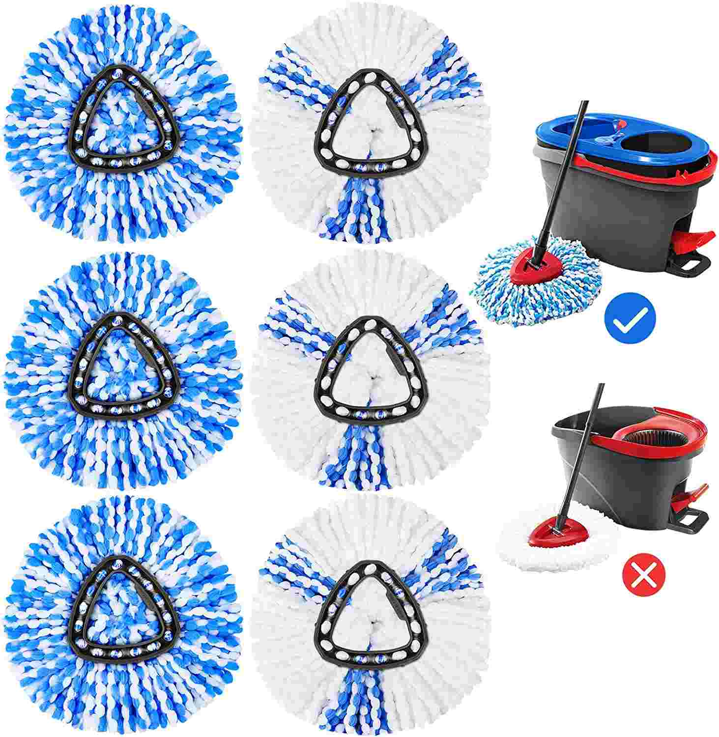 KEEPOW Microfiber Mop Refills for EasyWring RinseClean 2 Tank System