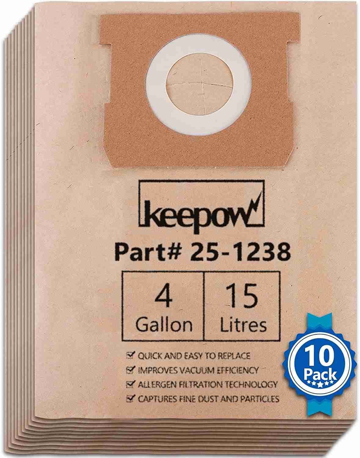 KEEPOW Vacuum Bags for Stanley & Porter 10-Pack