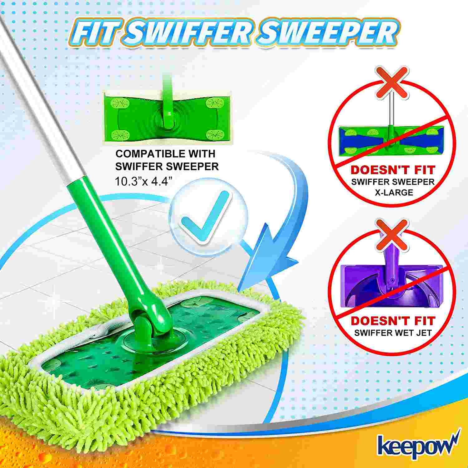 KEEPOW Dry Sweeping/Wet Mopping Cloths for Swiffer Sweeper