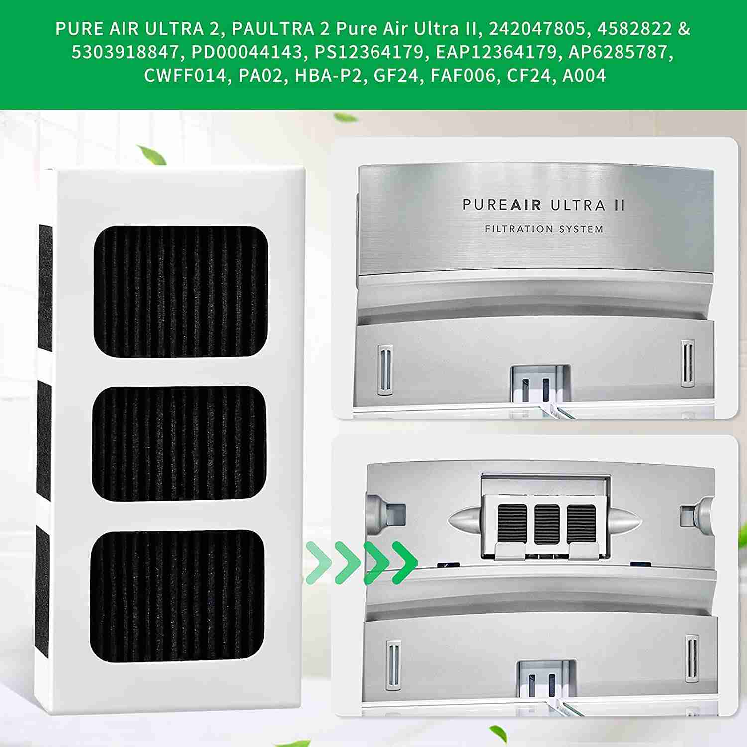 KEEPOW Paultra2 Refrigerator Air Filter Compatible with Frigidaire Pureair Ultra 2, Pure Air Ultra 2, Pureair Ultra ii, Electrolux 242047805, 5303918847, EAP12364179 (4 Pack)
