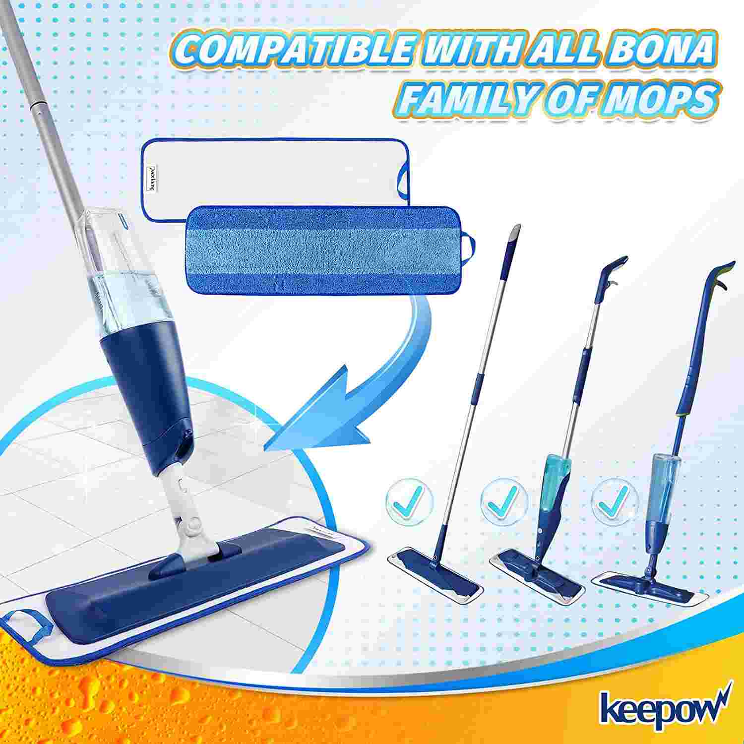 KEEPOW Microfiber Cleaning Pads for Bona Mop