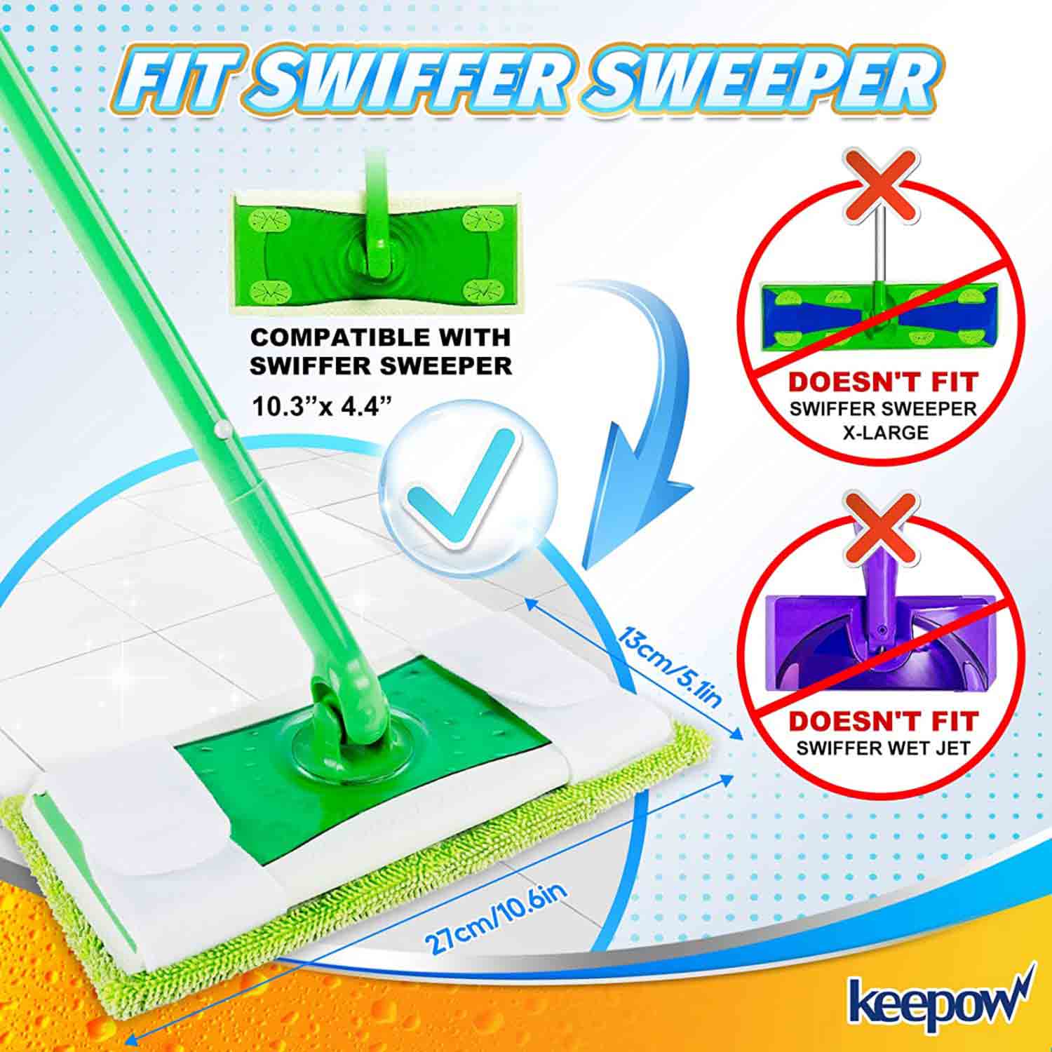 KEEPOW Reusable Dry Sweeping Cloths Compatible with Swiffer Sweeper Mop