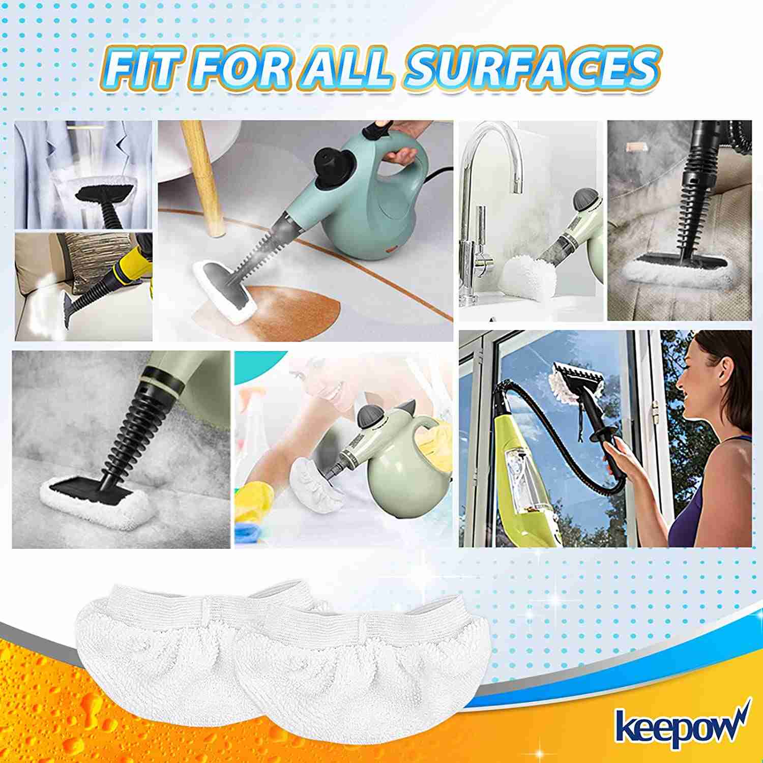 KEEPOW Universal Microfiber Cloths for Handheld Steam Cleaner  Bissell Steam Shot Comforday PurSteam Washable Rags 8 Pack