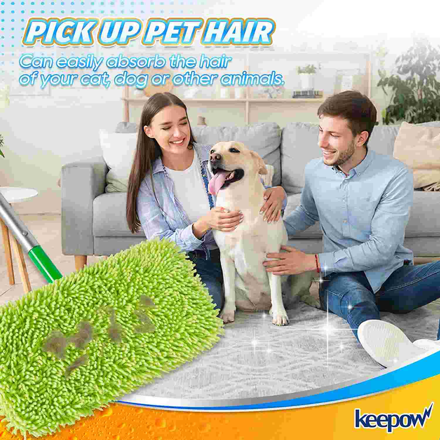 KEEPOW Dry Sweeping/Wet Mopping Cloths for Swiffer Sweeper, Reusable & Washable Microfiber Mop Pads Refills for Hard-Surface/Hardwood Floor Cleaning, 6 Pack 