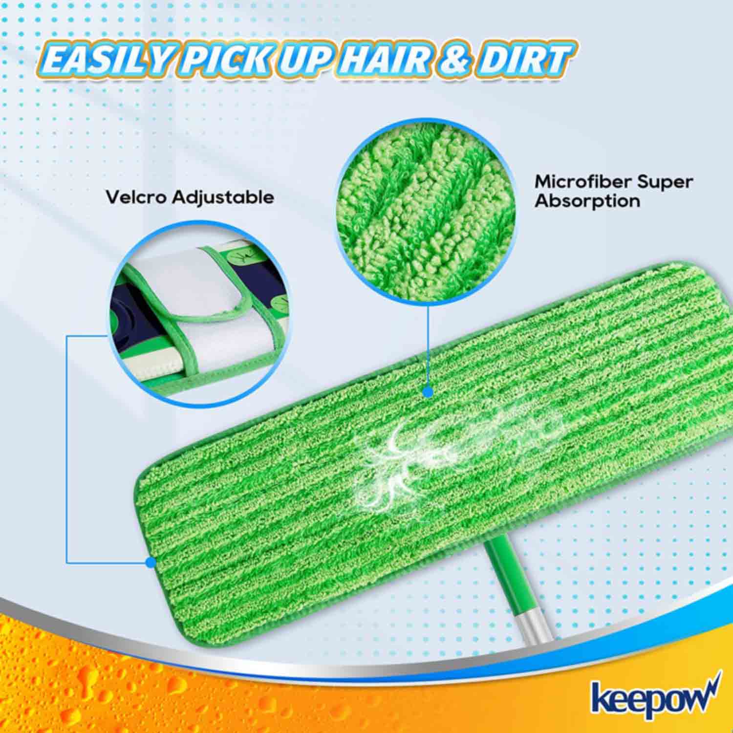 Reusable Microfiber Mop Pads for Hardwood Floor, 2 Pack by keepow