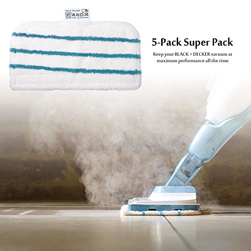 KEEPOW Lingettes pour Black et Decker Steam Mop Balai Nettoyeur Vapeur, pour Black Decker Steam Mop fsm1630s Nettoyeur Vapeur, Alternative à FSMP20, Lot de 5