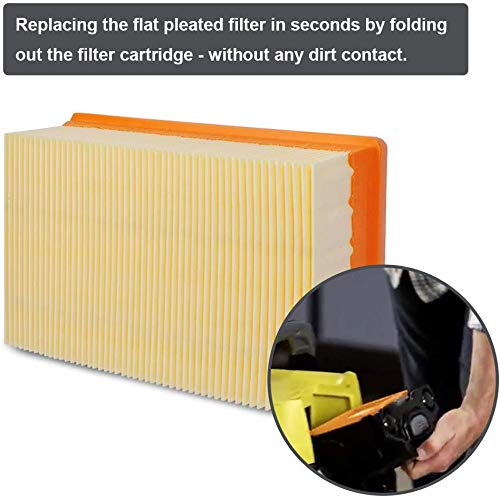 KEEPOW 12 Vacuum Cleaner Bags + 1 Flat Pleated Filter for Karcher WD4, WD5 and WD6 Wet & Dry Multi-Purpose Vacuum Cleaner