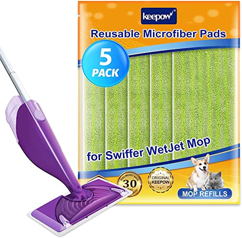 KEEPOW 11.8*5.5 Inches Green Microfiber Mop Pads 5 Pcs