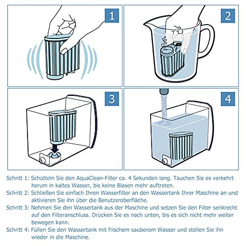 KEEPOW  4702F Set di 4 filtri dell'acqua compatibili con Philips AquaClean CA6903/10, CA6903/22, CA6903/00, filtri per caffè Saeco e macchine compatibili con adesivo AquaClean sul serbatoio dell'acqua