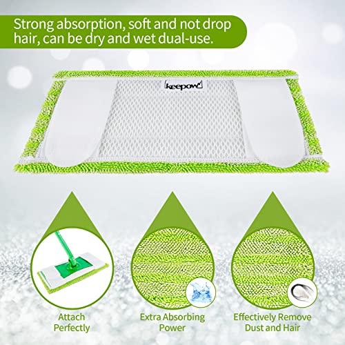 KEEPOW Reusable Pads for All 10-12 Inches Flat Mop 6 Pcs