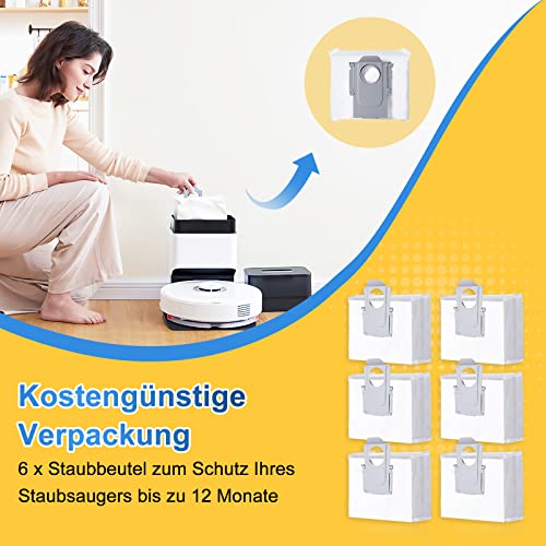 KEEPOW Staubbeutel für Roborock S7 Maxv Ultra Zubehör, Ersatzbeutel für Roborock S7 MaxV Ultra/ S7 Pro Ultra / Q7 MAX+ / Q5+ Staubsauger, 3L Großer Kapazität Absaugstation Ersatzteile (6 Stück)