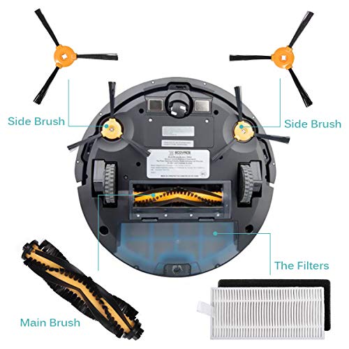 KEEPOW 12 Zubehör Ersatzteile für Conga 990 Ecovacs Deebot N79 N79S Roboter Staubsauger, mit 1 Hauptbürste + 3 HEPA Filter + 8 Seitenbürsten